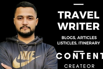 do SEO travel articles and itinerary writing for blogs and websites