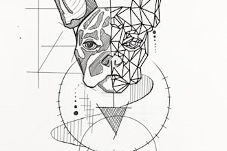 Best Price!  create a custom minimalist or geometric pet tattoo design