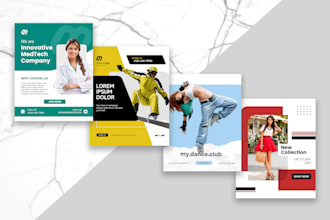 design instagram, facebook, linkedin posts and banners