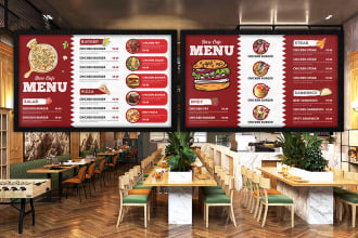 design digital menu or tv screen menu, menu board, menu card, food poster