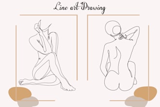 draw vector line art illustration, one line art, and minimalist line art