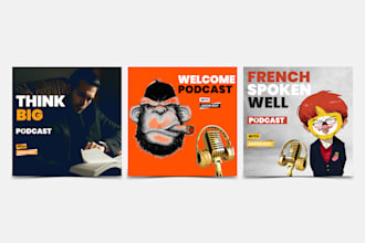 design creative podcast cover art, podcast artwork