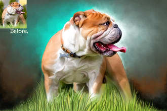 draw your pet portrait in to digital oil painting
