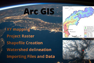 make maps, dem, sub watersheds, delineation and shapefile using arc gis, swat
