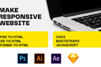 convert PSD to html, figma to html, sketch to html