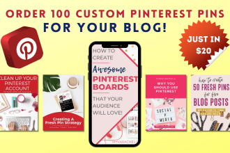 design 100 custom pinterest pins for your blog