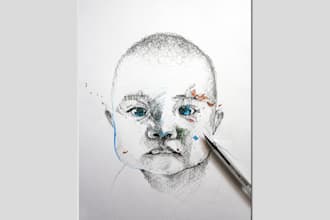 draw cute baby scribble sketch portrait