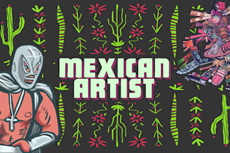 draw mexican american themed illustrations, día de muertos sugar skull artist