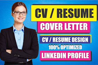 write professional ats resume, cover letter and optimize linkedin profile