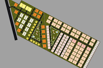 draw and render 2d architectural master plan and site plan