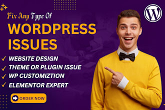 fix wordpress issues, edit, error, elementor pro help, divi website expert help