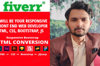 be your front end web developer, front end developer html css bootstrap