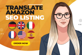 translate amazon SEO listing into english, french, spanish, german or italian