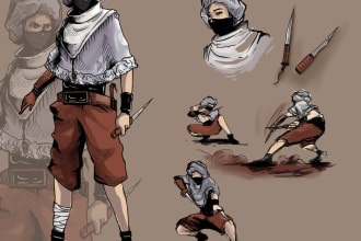 design high quality anime or semi realistic characters for your game