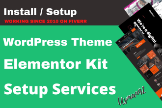 install and setup demo of any wordpress theme, elementor kit