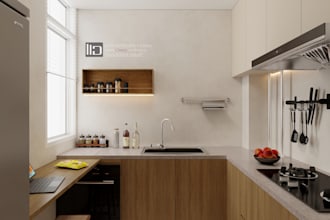 design kitchen in 3d with rendering