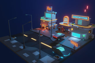 3d model low poly props, characters, environment
