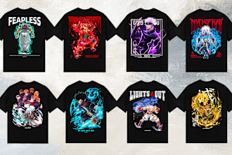 design anime character for tshirt design, merchandise