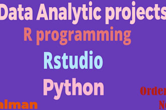 do r programming language, rstudio, python, data analytics projects