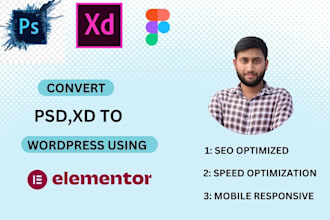 professionally convert figma, PSD, adobe xd to wordpress using elementor pro