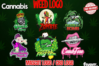design cannabis, weed mascot or cartoon illustration logo