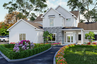 create realistic 3d exterior design with photorealistic render