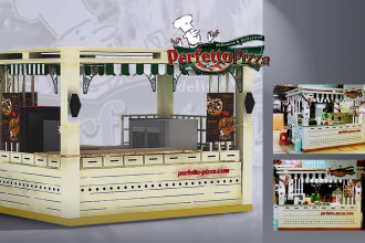 design kiosk, mini shop, stall with 3d