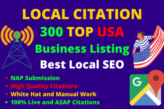 provide 300 USA local citations, local SEO business listing