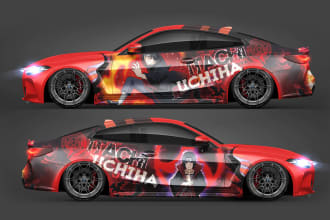 design car wrap anime character style  itasha design anime girl racing car wrap