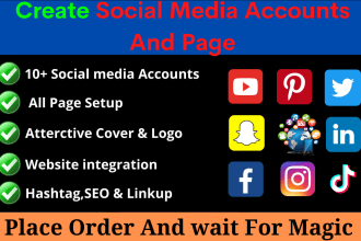 create and setup all social media accounts and facebook page