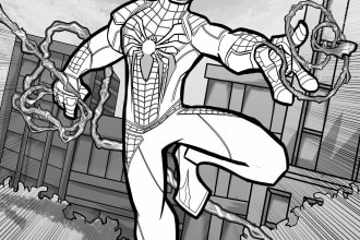 illustration or line art in black and white in less than 5 hours