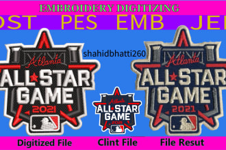 do embroidery digitizing logo, convert to dst, jef, pes, embroidery design 1 hr