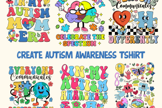 create autism awareness tshirt for merch or etsy store