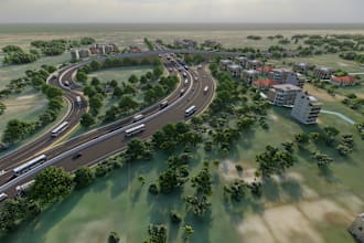 create 3d buildings, roads, bridges, and landscaping for infrastructural areas