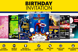 design birthday invitation card for kids and adults in any theme