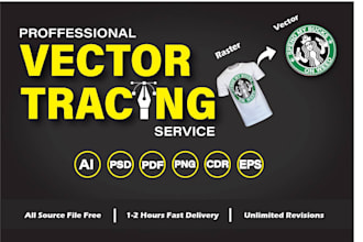 vector tracing, raster to vector, line art, redraw logo, image, sketch, graphics