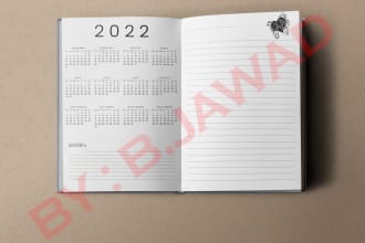 design a professional, printable customized notebook diary, cover and pages