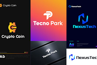 trendy crypto tech startup logo and corporate brand identity