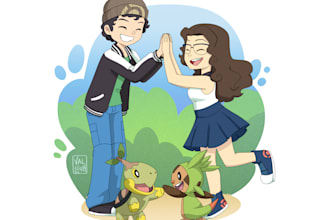 draw you as pokemon trainer and your pokemon team