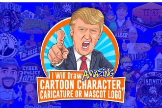 draw amazing cartoon character, caricature or mascot logo