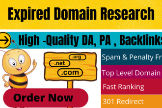 find expired domains with high da, pa, and backlinks for you