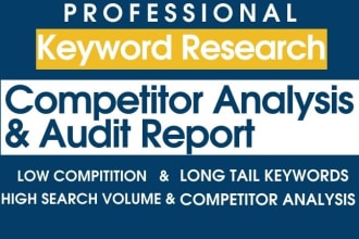 do advance SEO keyword research with longtail key words, audit report of website