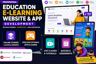 design education school website online course lms website, kid learning website