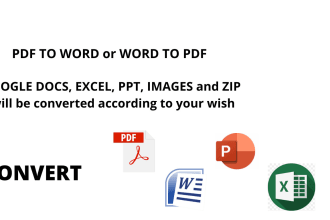 convert file to pdf, word, google doc, docs, excel, ppt, zip and etc