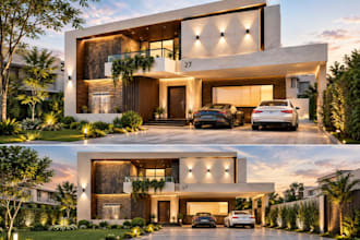 design realistic 3d render, 3d house plan and 3d exterior design