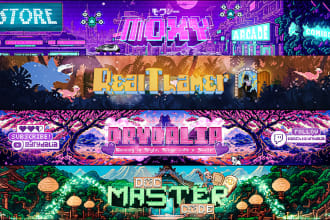 create a pixel art youtube banner and logo for you