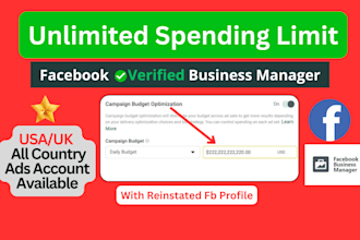 create a verified facebook business manager and fb ads account