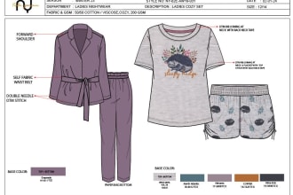 make fashion tech pack and flat sketch