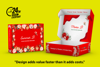 do packaging box design, mailer box, product box with mockup