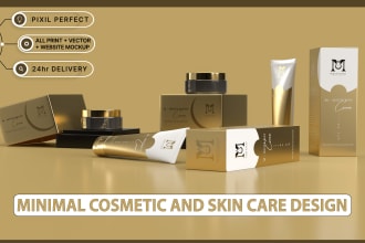 do modern cosmetic and skin care label and package design